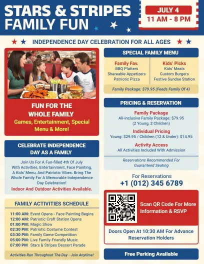 4th of July Stars & Stripes Family Fun Flyer Template