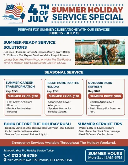 4th of July Summer Holiday Service Flyer Template