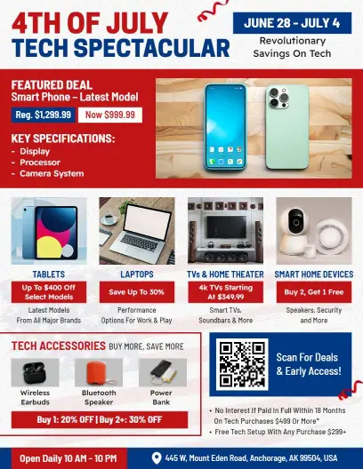 4th of July Tech Spectacular Sale Flyer Template