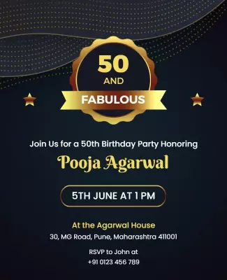 50th Birthday Celebration Invitation Flyer Template