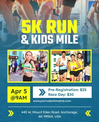5k Run and Kids Mile Event Flyer Template