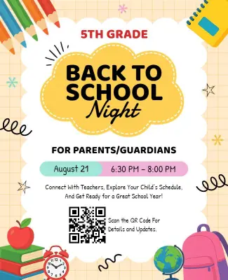 5th Grade Back to School Night Event Flyer Template