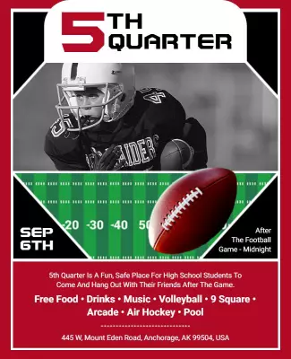 5th Quarter Football Game Celebration Sports Flyer Template