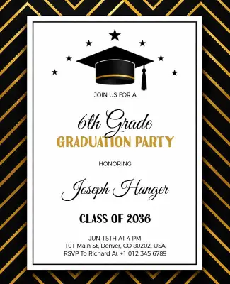6th Grade Graduation Party Invitation Flyer Template