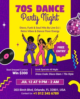 70s Dance Party Night Event Flyer Template