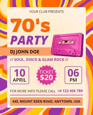 70s Disco and Glam Rock Party Flyer Template