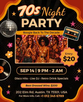 70s Night Party Flyer Template