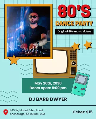 80s Music Dance Party Event Flyer Template