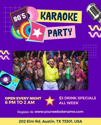 80s Themed Karaoke Party Flyer Template