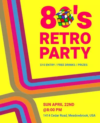 80s Themed Retro Party Flyer Template