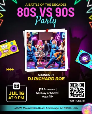 80s Vs 90s Music Party Flyer Template
