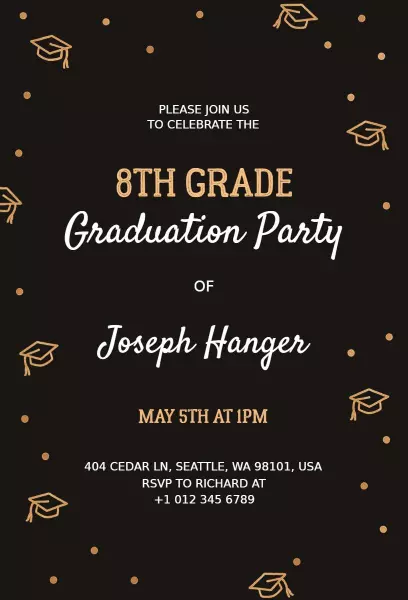 8th Grade Graduation Celebration Party Invitation Template