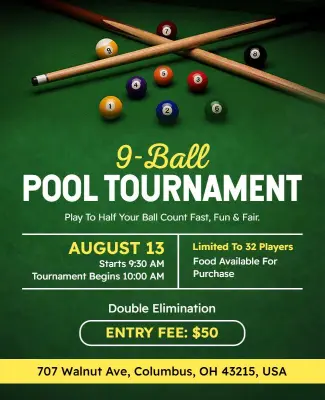 9-Ball Pool Tournament Event Poster Template
