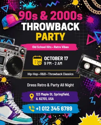 90s and 2000s Throwback Party Flyer Template