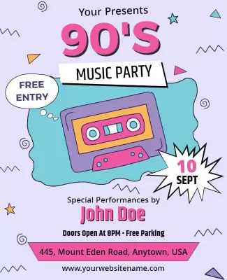 90s Retro Music Party Event Flyer Template