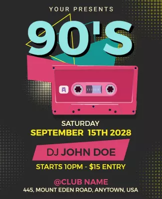 90s Retro Music Party Flyer Template