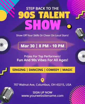 90s Talent Show Event Flyer Template
