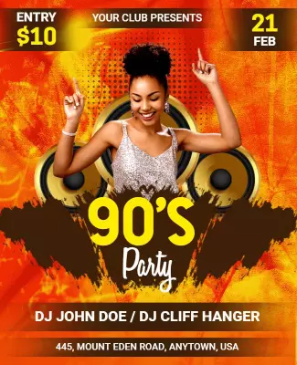 90s Themed Dance Party Flyer Template
