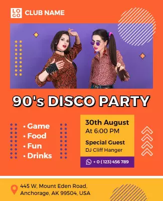 90s Themed Disco Party Event Flyer Template