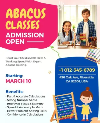 Abacus Classes Admission Open Flyer Template