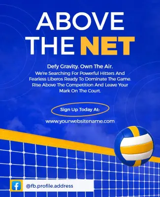 Above the Net Volleyball Challenge Poster Template