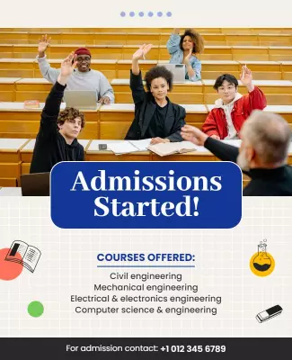 Academic Admissions Announcement with Engaged Students Poster Template