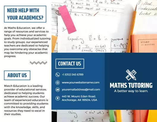 Academic Success Maths Tutoring Services Informative Brochure Template