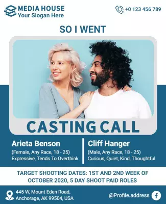 Acting Casting Call Announcement Flyer Template