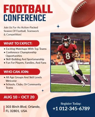 Action-Packed Football Conference Event Flyer Template