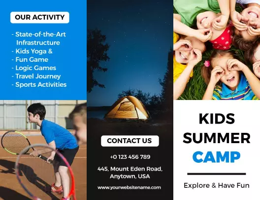 Active Kids Summer Camp Outdoor Activities and Fun Brochure Template
