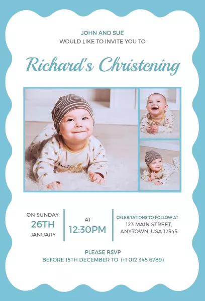 Adorable Baby Boy Christening Celebration Invitation Template
