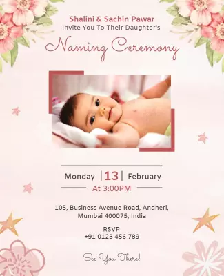 Adorable Baby Naming Ceremony Invitation Flyer Template