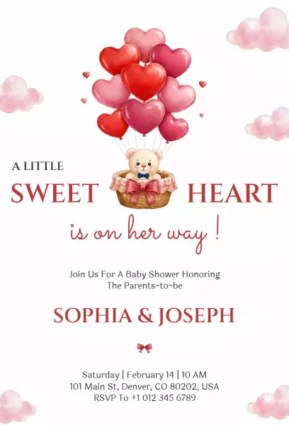 Adorable Baby Shower Celebration for Sweetheart Invitation Template