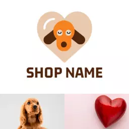 Adorable Brown Dog Inside Heart for Pet Shop Logo Template