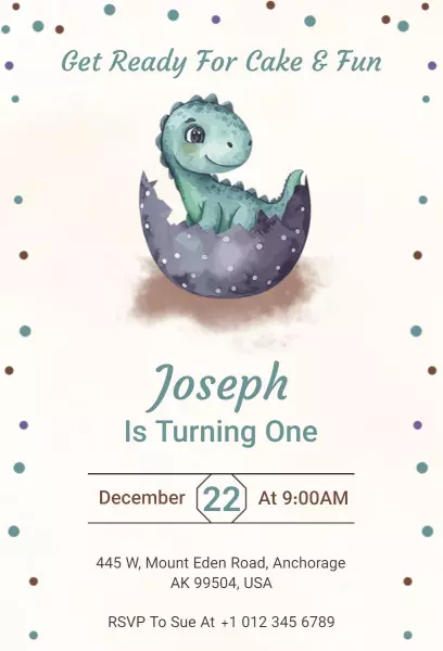 Adorable Dinosaur Theme Birthday Celebration Invitation Template