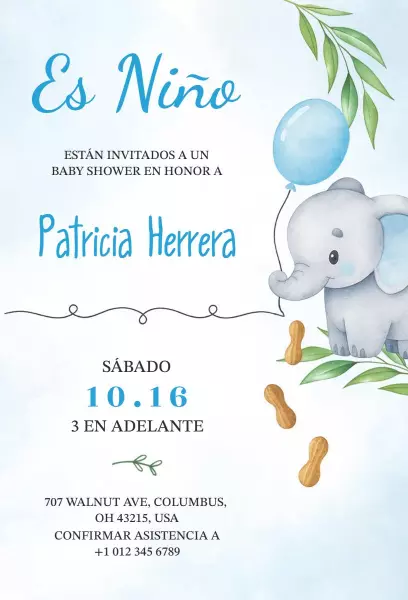 Adorable Elephant Themed Baby Shower Celebration Invitation Template
