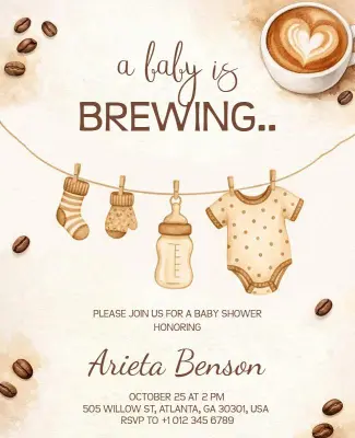 Adorable Neutral Baby Shower with Coffee Theme Flyer Template
