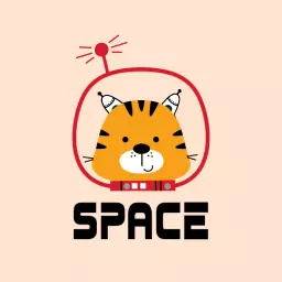 Adorable Orange Tiger in Space Helmet Cute Character Logo Template
