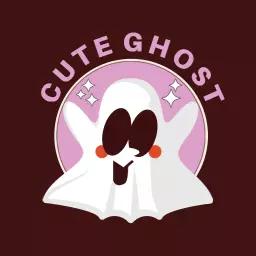 Adorable Retro Ghost Design with Playful Features Logo Template