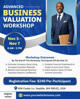 Advanced Business Valuation Workshop Flyer Template
