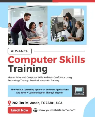 Advanced Computer Skills Training Workshop Flyer Template