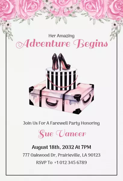 Adventure Begins Stylish Farewell Party Invitation Template