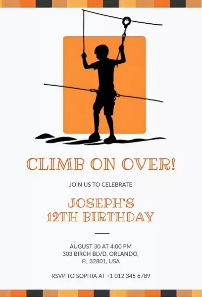 Adventure Climbing Theme Kids Birthday Celebration Invitation Template