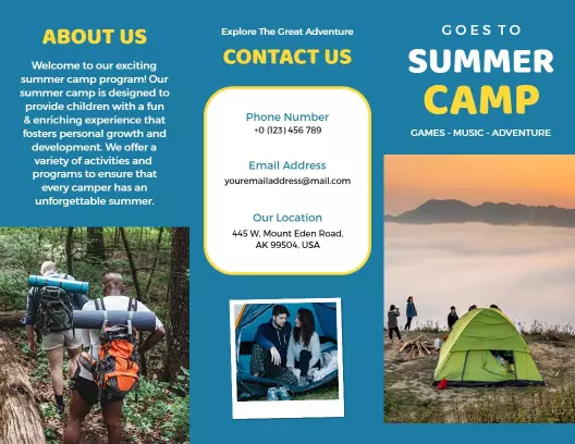 Adventure-Filled Summer Camp Outdoor Activities Brochure Template