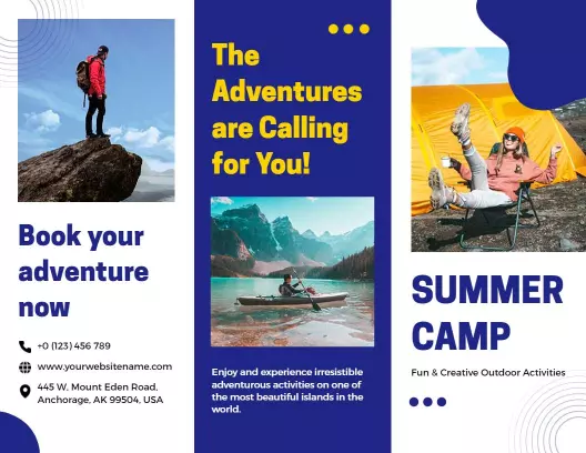 Adventure-Focused Summer Camp Outdoor Activities Brochure Template