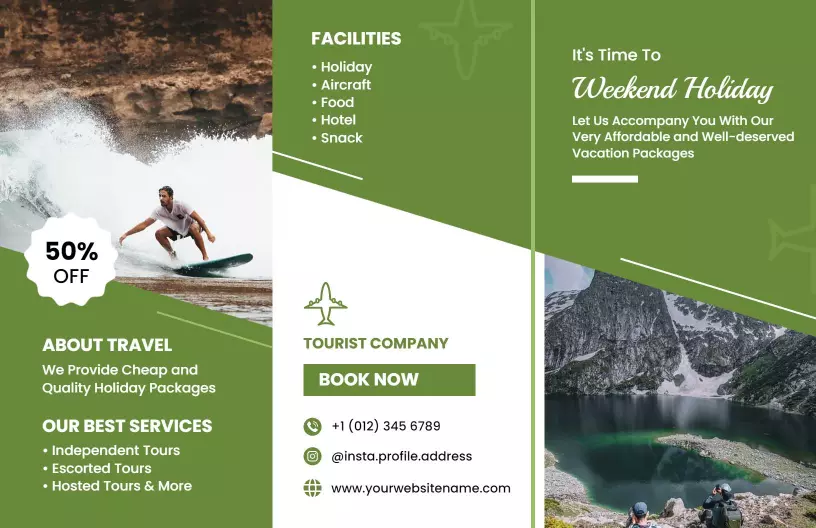 Adventure-Focused Weekend Holiday Tour Packages Brochure Template
