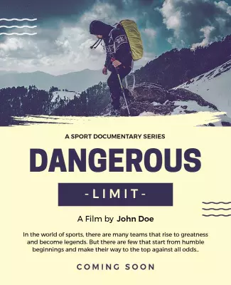 Adventure Mountain Climbing Sport Documentary Poster Template