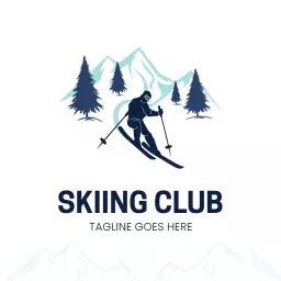 Adventure on Snowy Slopes Representing Skiing Club Logo Template