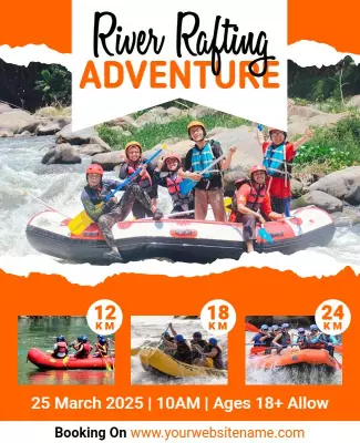 Dynamic Orange River Rafting Adventure Flyer Template