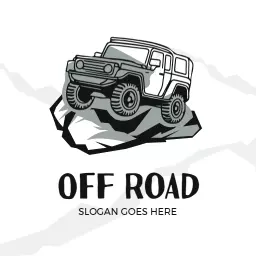 Adventure-Seeking Jeep Conquering Rocky Terrain Off Road Logo Template